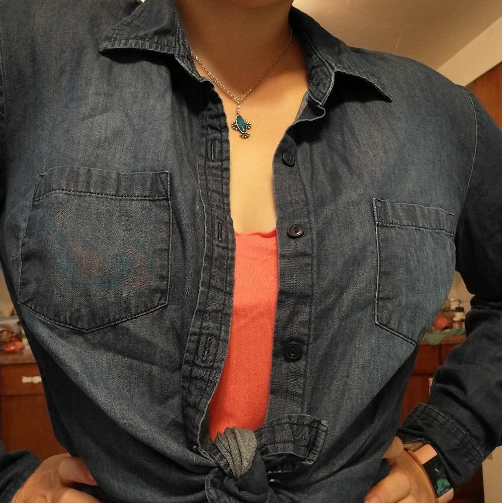 EUC denim button up